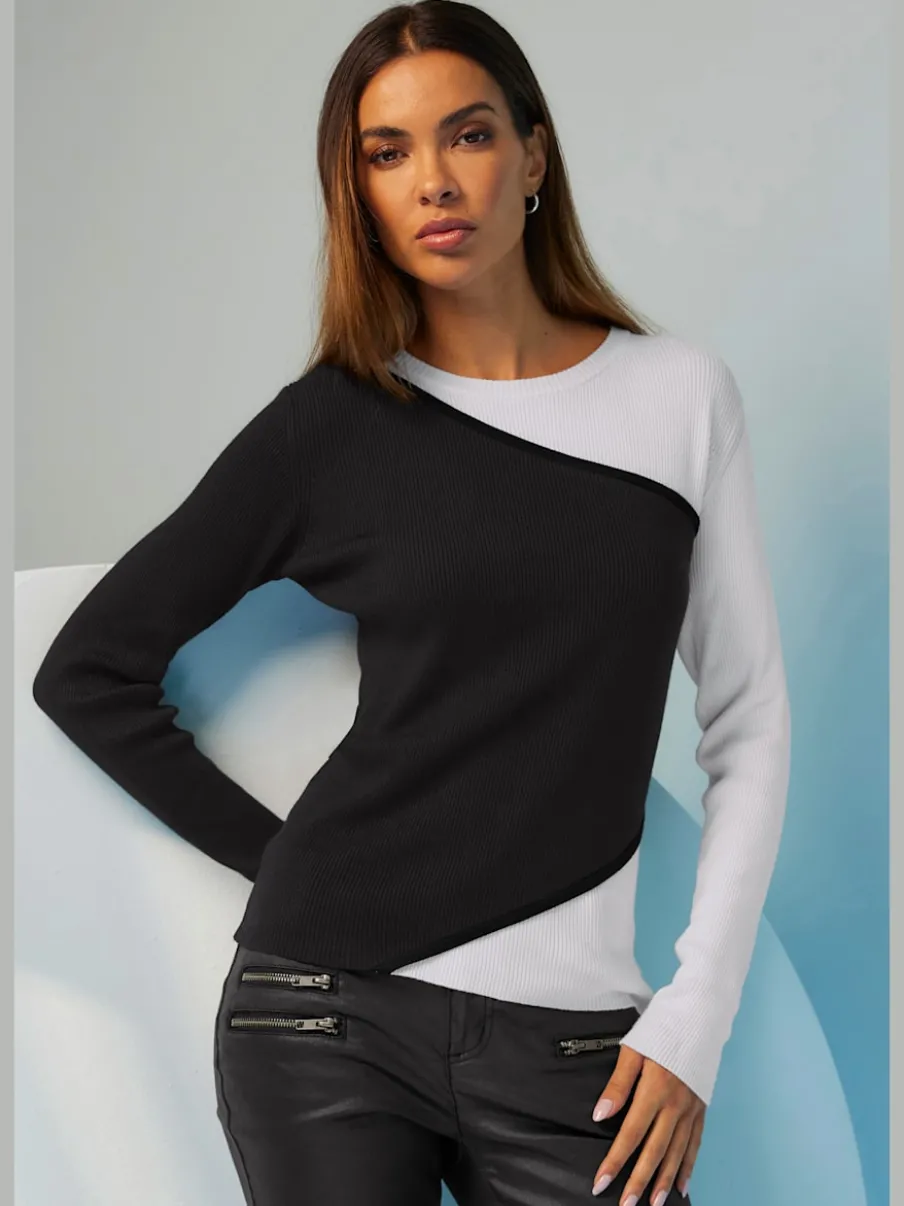 Pull encolure ronde à manches longues sans coutures latérales