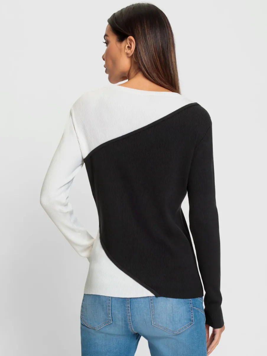 Pull encolure ronde à manches longues sans coutures latérales