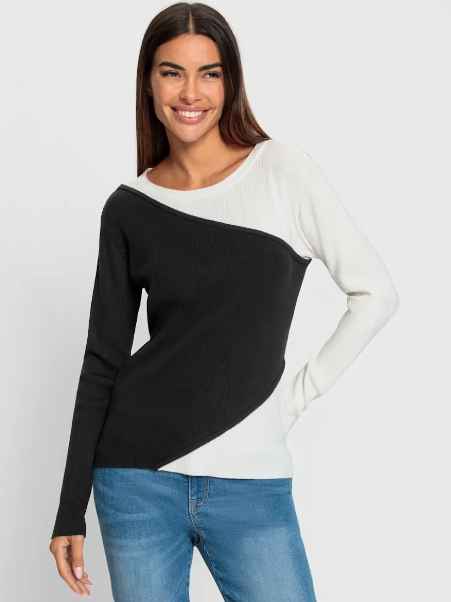 Pull encolure ronde à manches longues sans coutures latérales