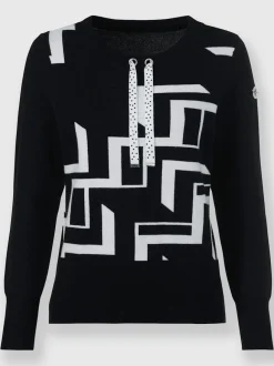 Pull encolure ronde à manches longues motif géométrique