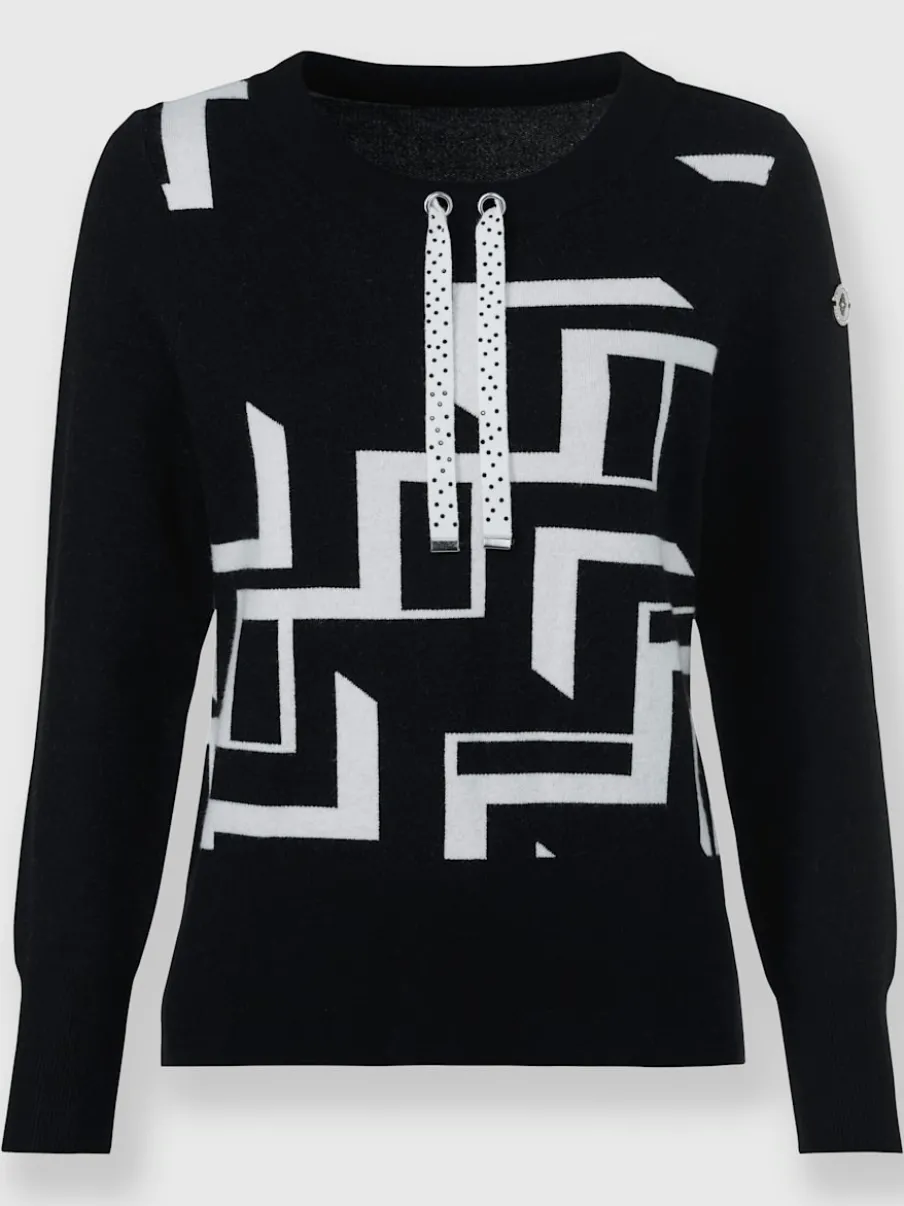 Pull encolure ronde à manches longues motif géométrique