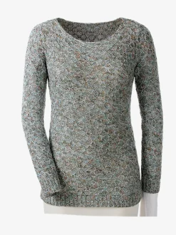 Pull encolure ronde multicolore à motif tricoté côtelé
