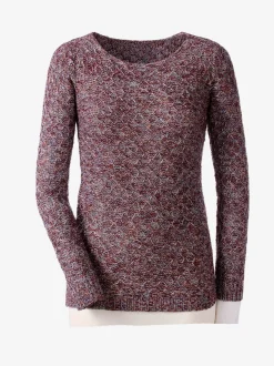 Pull encolure ronde multicolore à motif tricoté côtelé