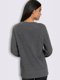 Pull encolure ronde superbes perles fantaisie