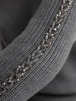 Pull encolure ronde superbes perles fantaisie