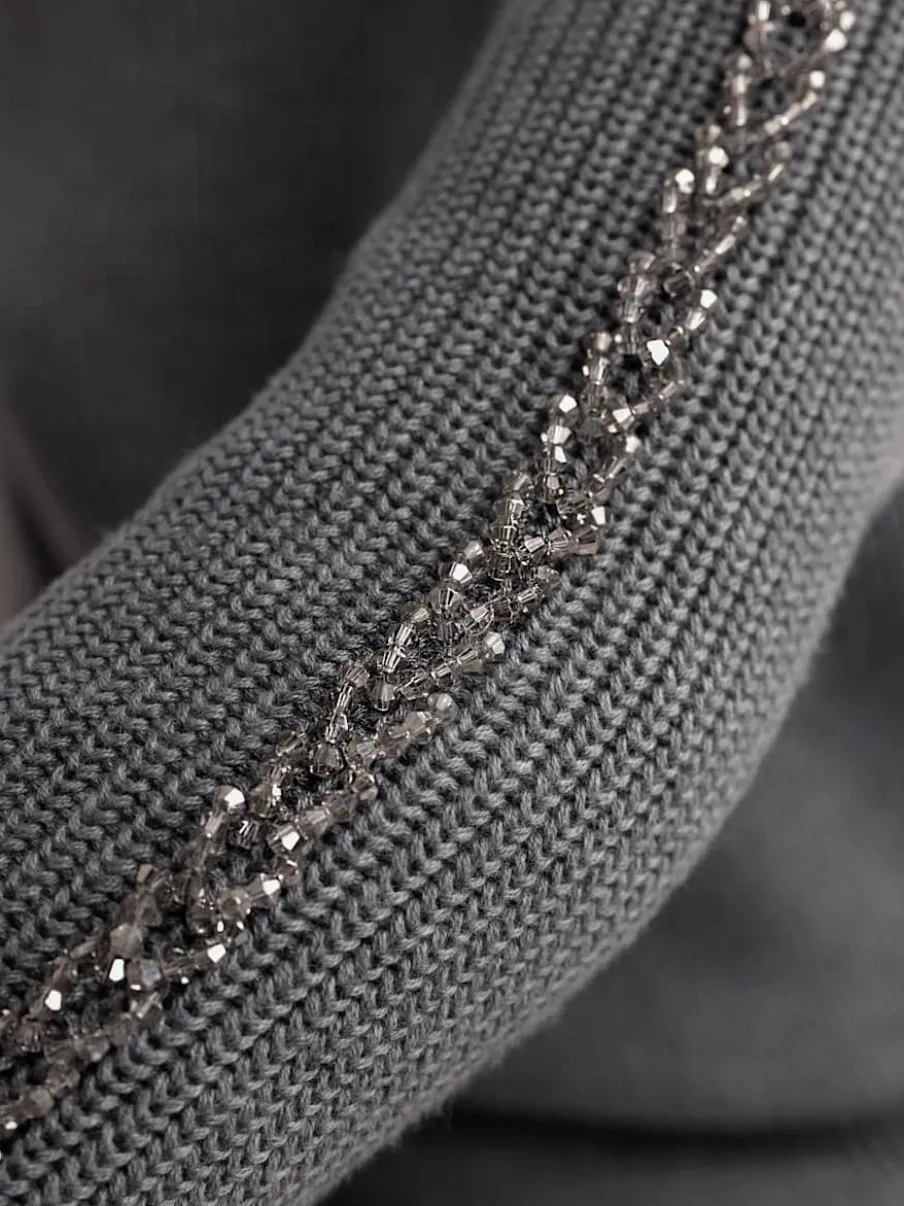 Pull encolure ronde superbes perles fantaisie