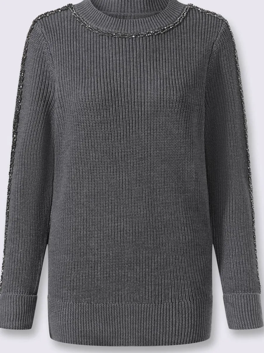 Pull encolure ronde superbes perles fantaisie