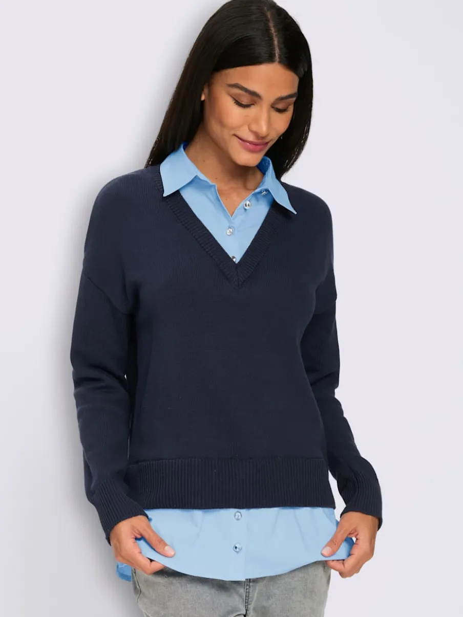 Pull en coton aspect 2 en 1