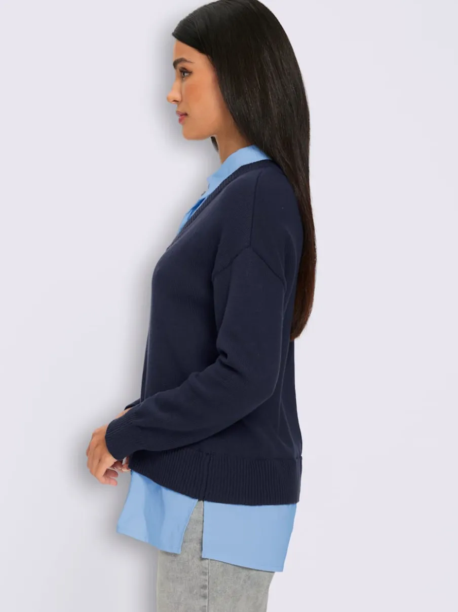 Pull en coton aspect 2 en 1