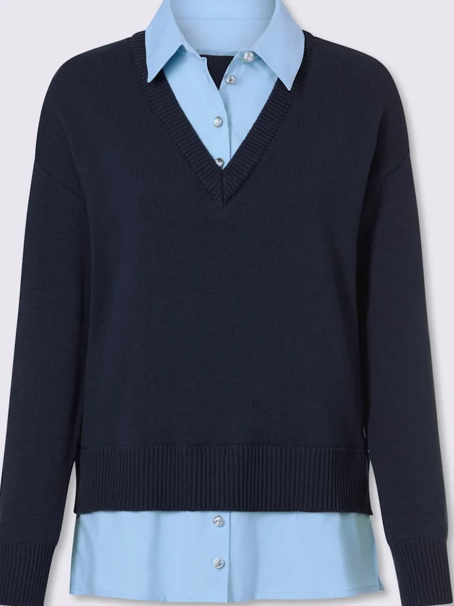 Pull en coton aspect 2 en 1