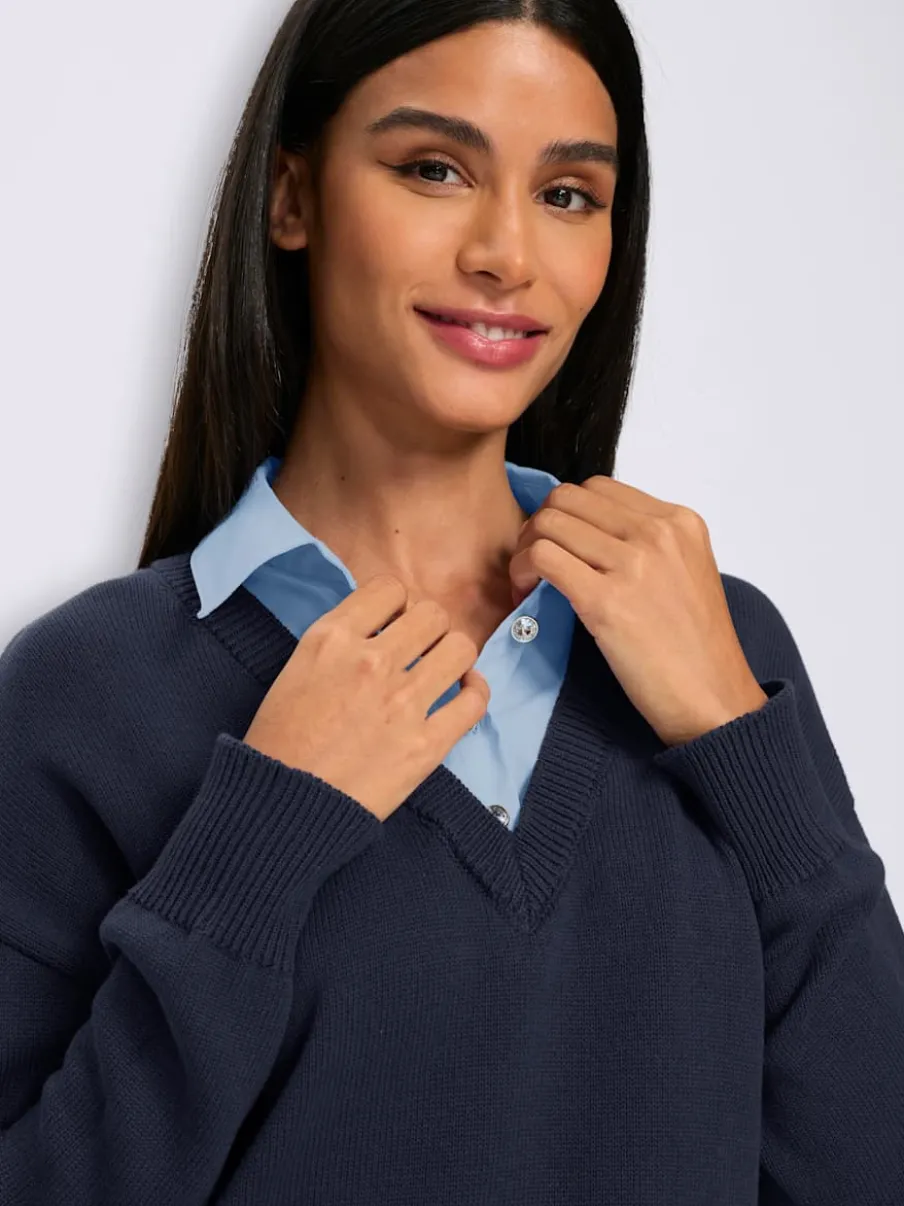 Pull en coton aspect 2 en 1
