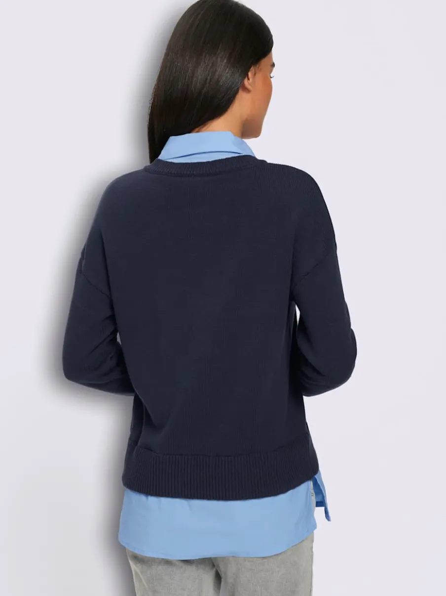 Pull en coton aspect 2 en 1