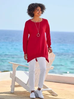 Pull en coton avec encolure ronde et fentes latérales