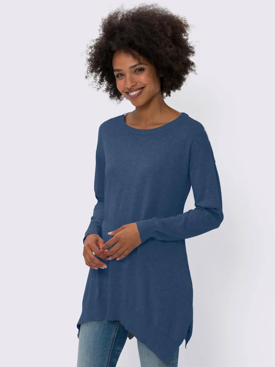 Pull en coton avec encolure ronde et fentes latérales
