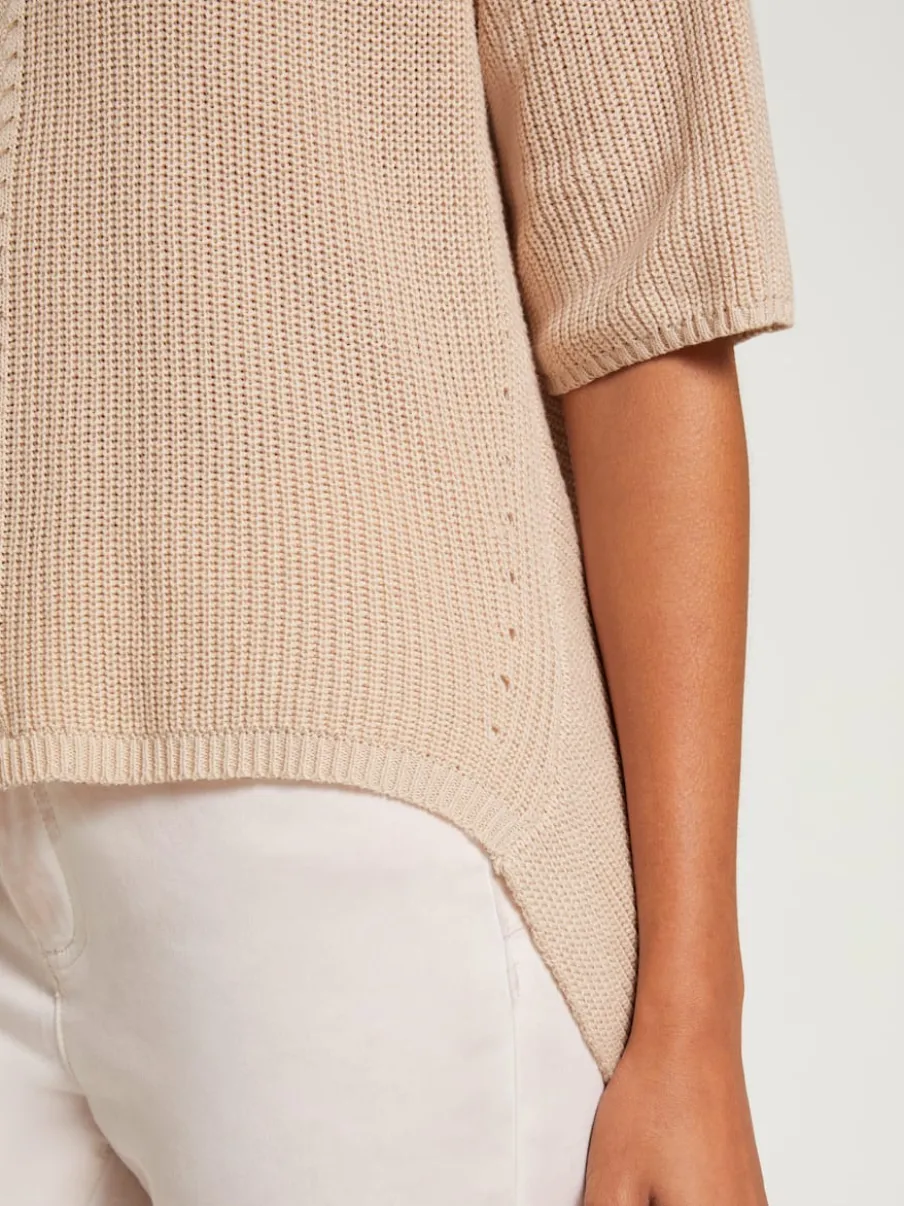 Pull en coton doux avec col V et manches courtes