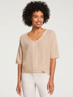 Pull en coton doux avec col V et manches courtes