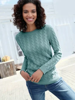 Pull en coton torsadé avec finitions côtelées