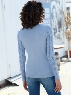 Pull en coton torsadé avec finitions côtelées