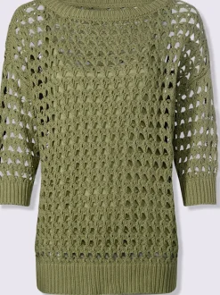 Pull 2 en 1 en tricot ajouré à encolure en U avec manches 3/4 et débardeur inclus