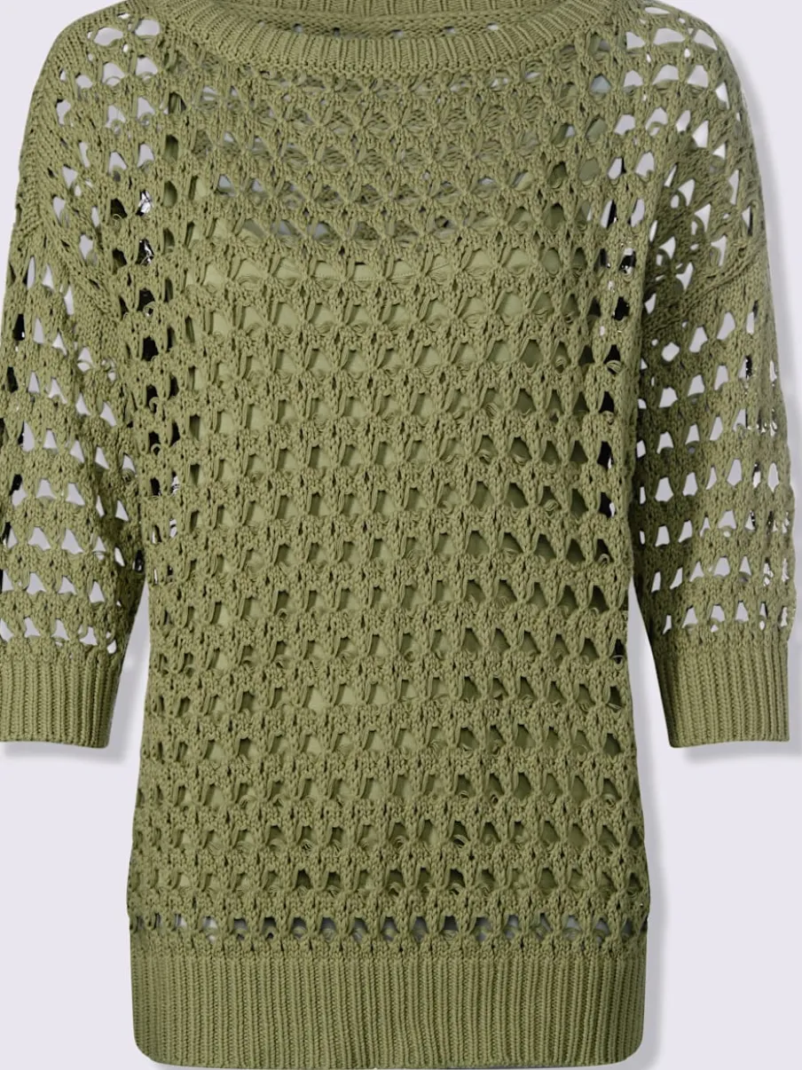 Pull 2 en 1 en tricot ajouré à encolure en U avec manches 3/4 et débardeur inclus