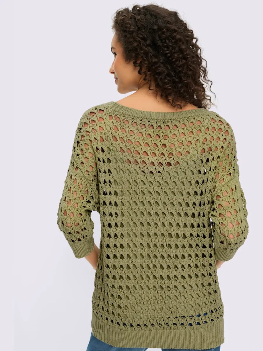 Pull 2 en 1 en tricot ajouré à encolure en U avec manches 3/4 et débardeur inclus