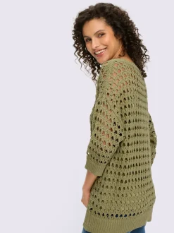 Pull 2 en 1 en tricot ajouré à encolure en U avec manches 3/4 et débardeur inclus