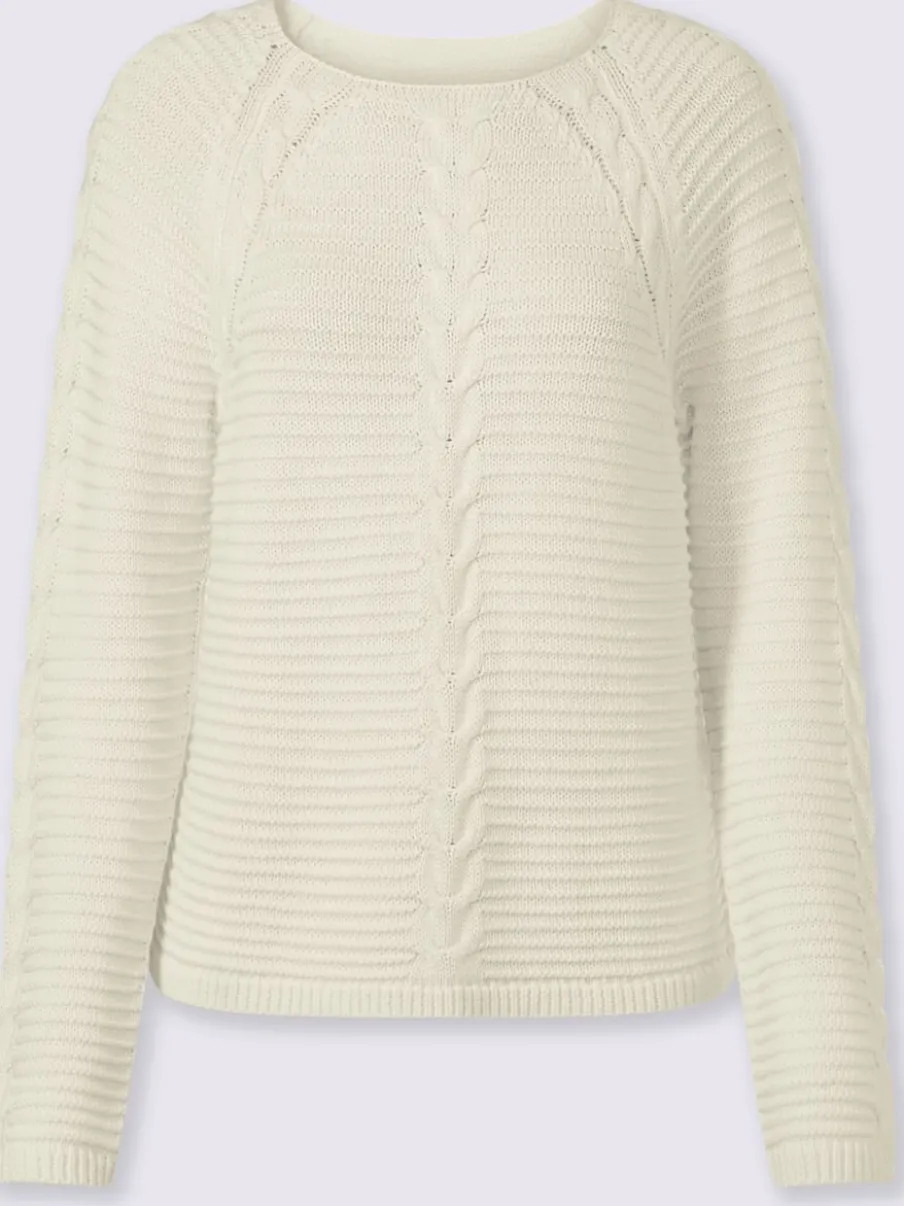 Pull en fil fantaisie léger avec encolure ronde manches longues