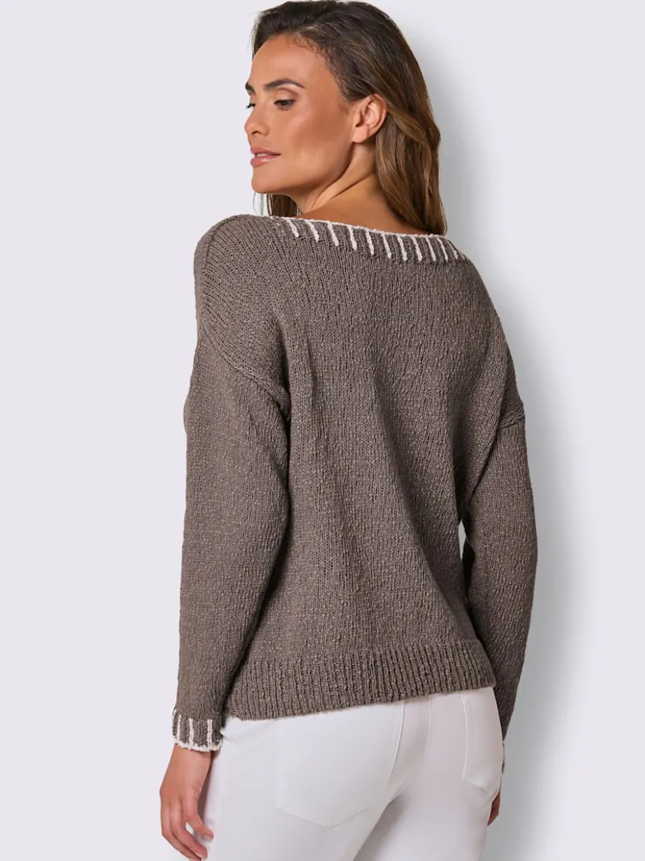 Pull en grosse maille associant lin et coton flammé