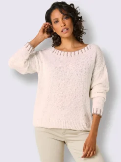 Pull en grosse maille associant lin et coton flammé