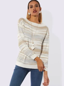 Pull en jacquard avec encolure U et manches ballon