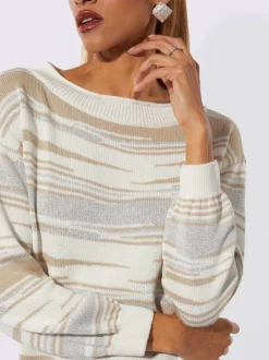 Pull en jacquard avec encolure U et manches ballon