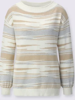 Pull en jacquard avec encolure U et manches ballon