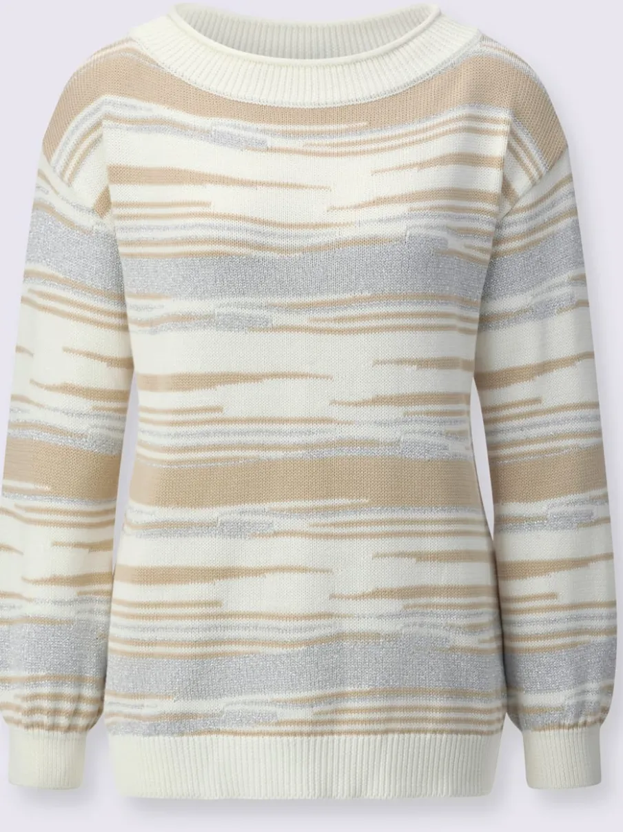 Pull en jacquard avec encolure U et manches ballon