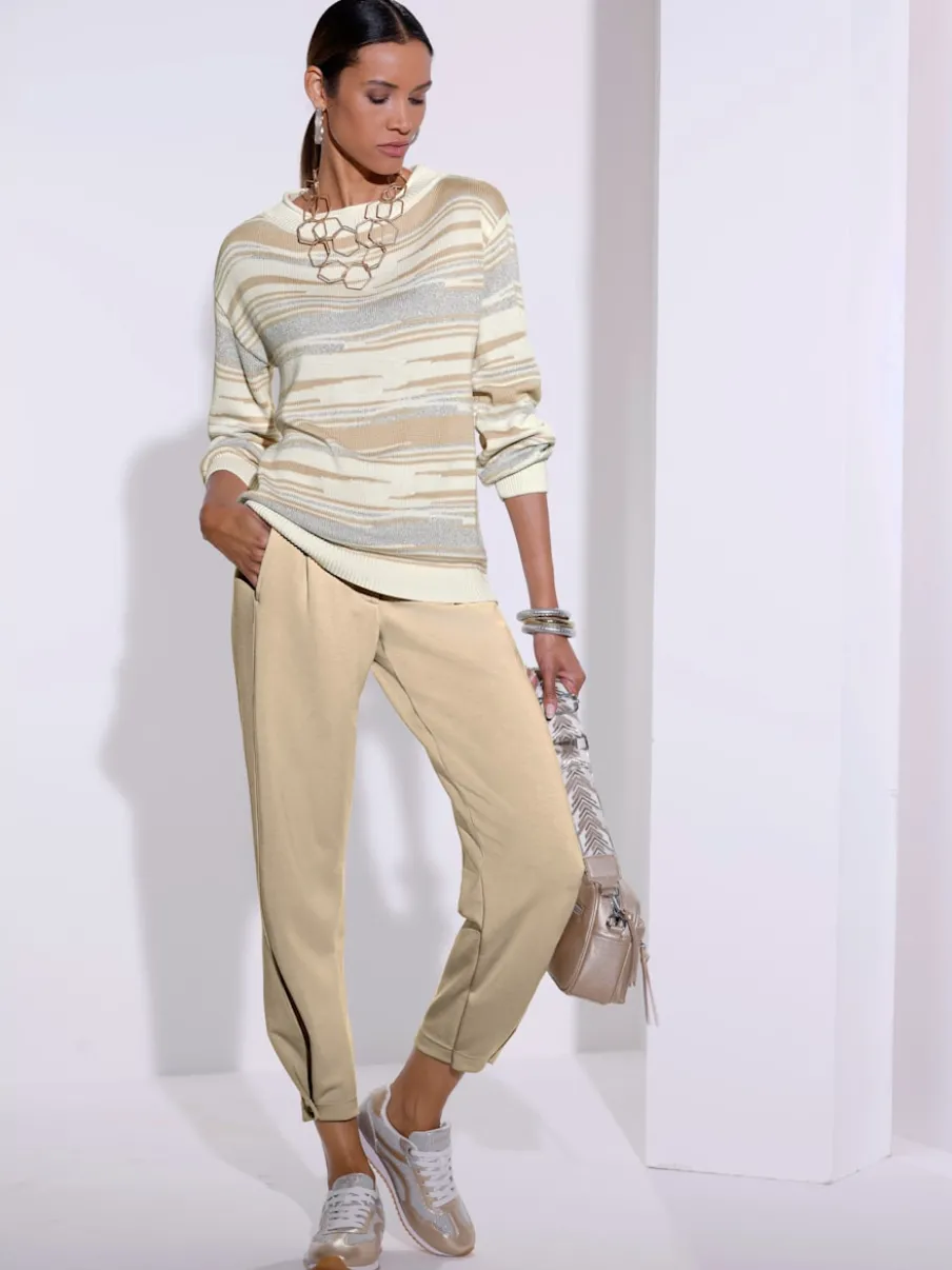 Pull en jacquard avec encolure U et manches ballon