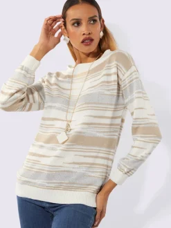 Pull en jacquard avec encolure U et manches ballon