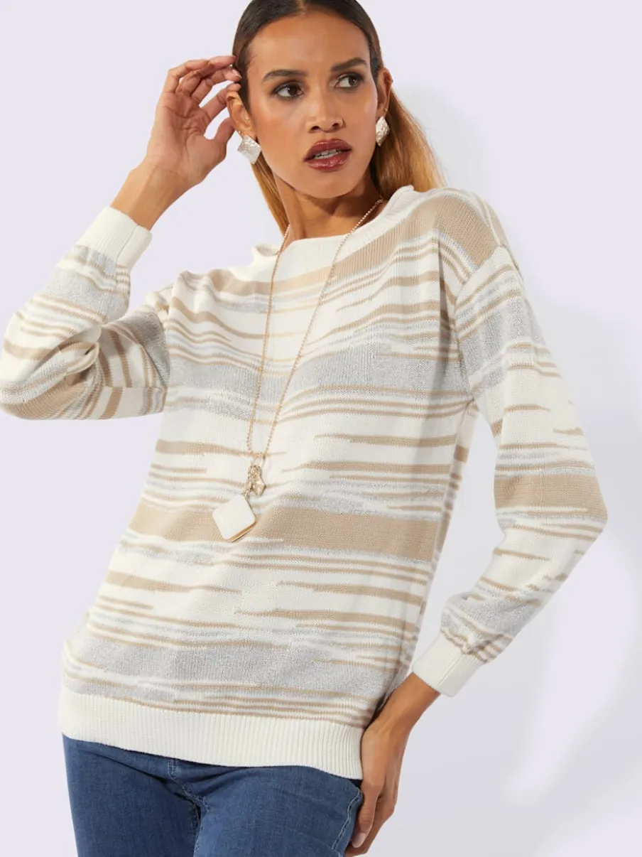 Pull en jacquard avec encolure U et manches ballon