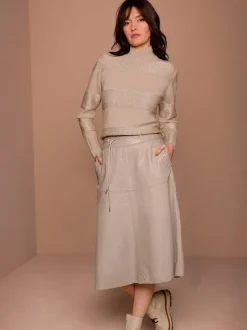 Pull en laine avec col montant et rayures scintillantes