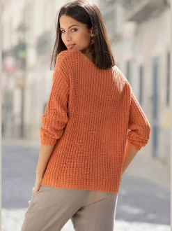 Pull en tricot ample avec col rond et manches longues