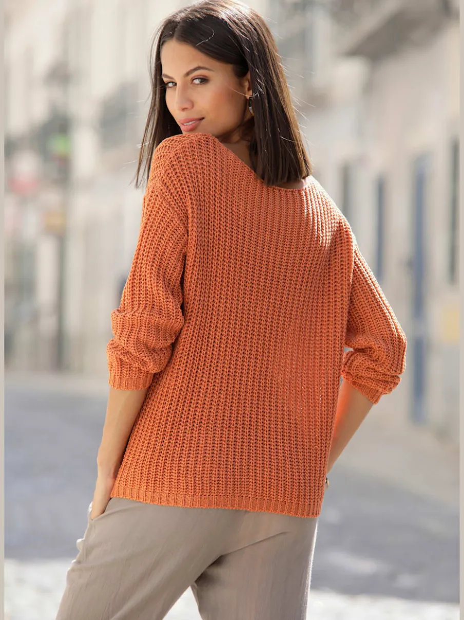 Pull en tricot ample avec col rond et manches longues