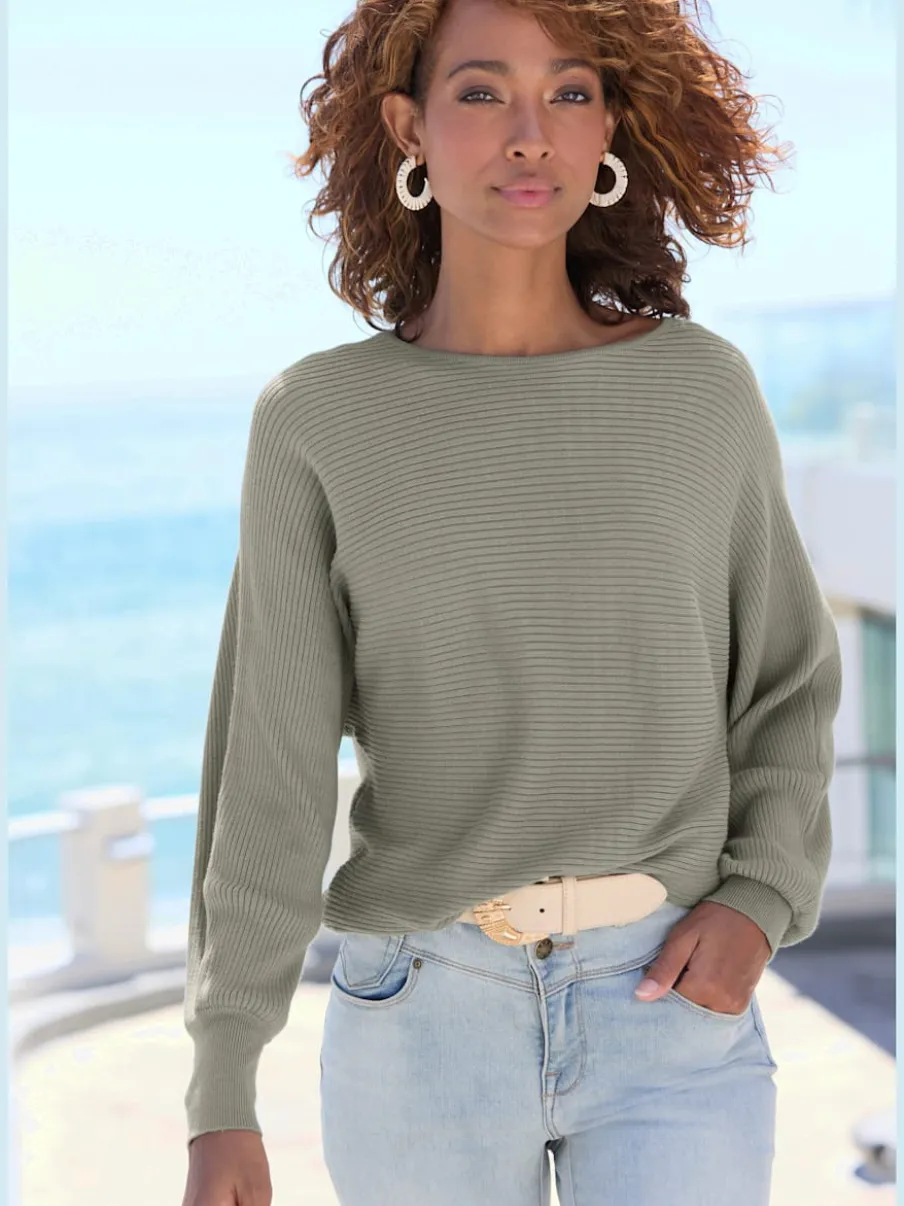 Pull en tricot ample à manches longues avec ourlet droit