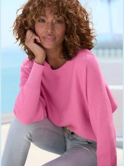 Pull en tricot ample à manches longues avec ourlet droit