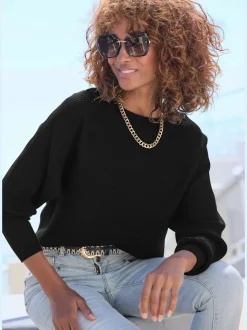 Pull en tricot ample à manches longues avec ourlet droit