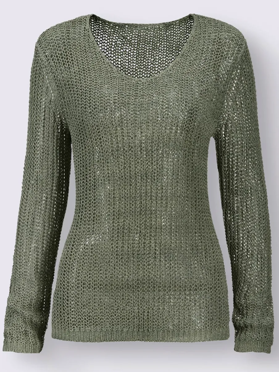 Pull en tricot aéré manches longues fil doux léger