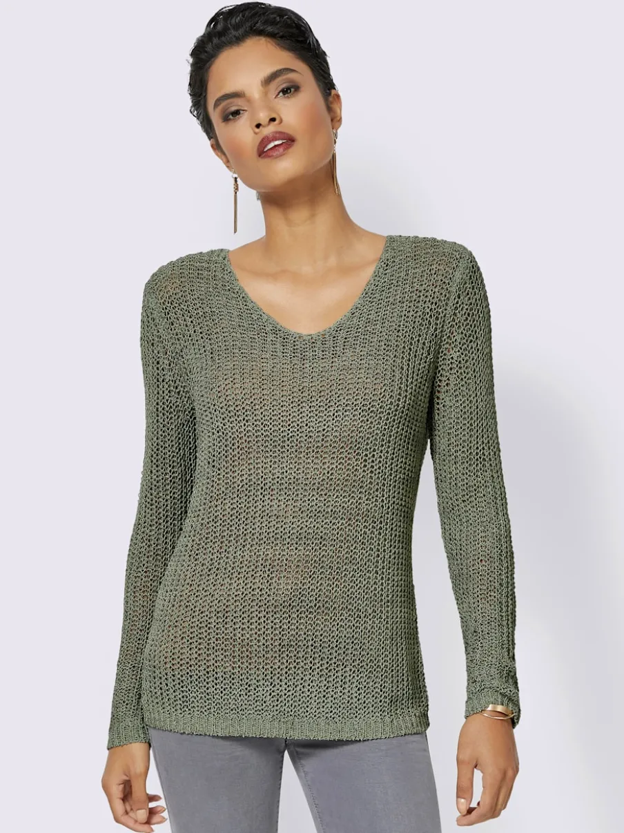 Pull en tricot aéré manches longues fil doux léger