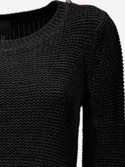 Pull en tricot asymétrique à glissière et encolure ronde