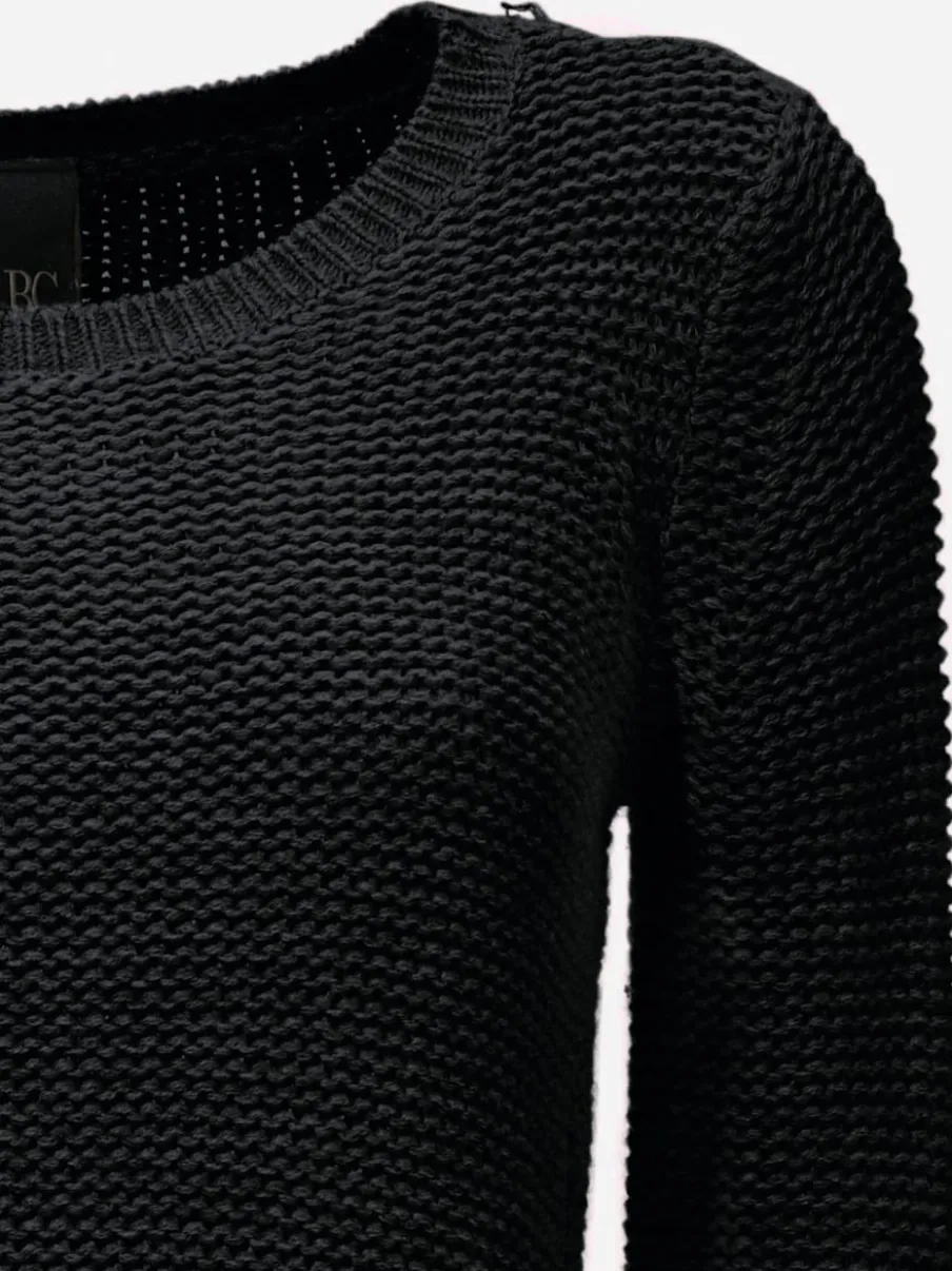 Pull en tricot asymétrique à glissière et encolure ronde