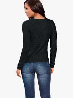 Pull en tricot asymétrique à glissière et encolure ronde