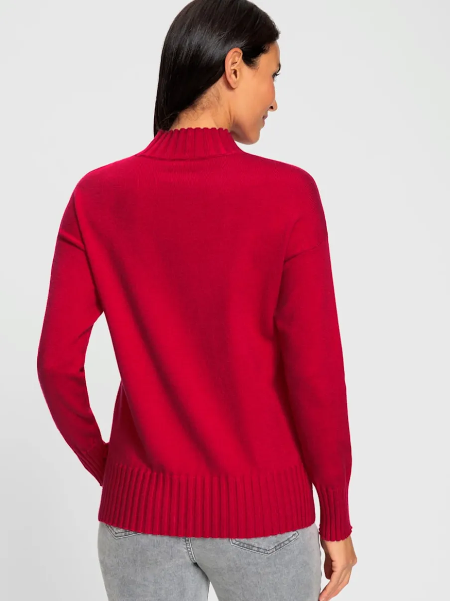Pull en tricot avec col montant et finitions côtelées