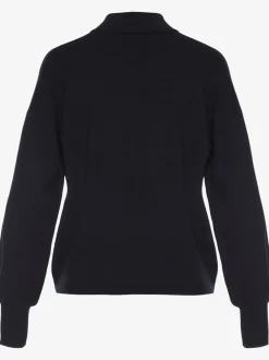 Pull en tricot avec col montant à larges manches et bords-côtes