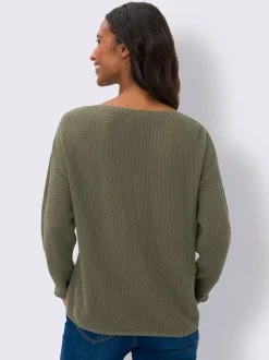 Pull en tricot avec encolure en V et inscriptions